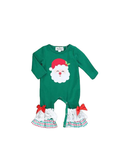 Green Santa Ruffle Romper