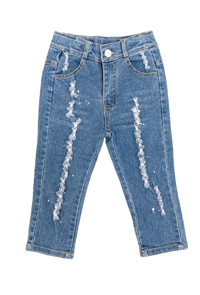 Paint Splatter Distressed Denim Jeans