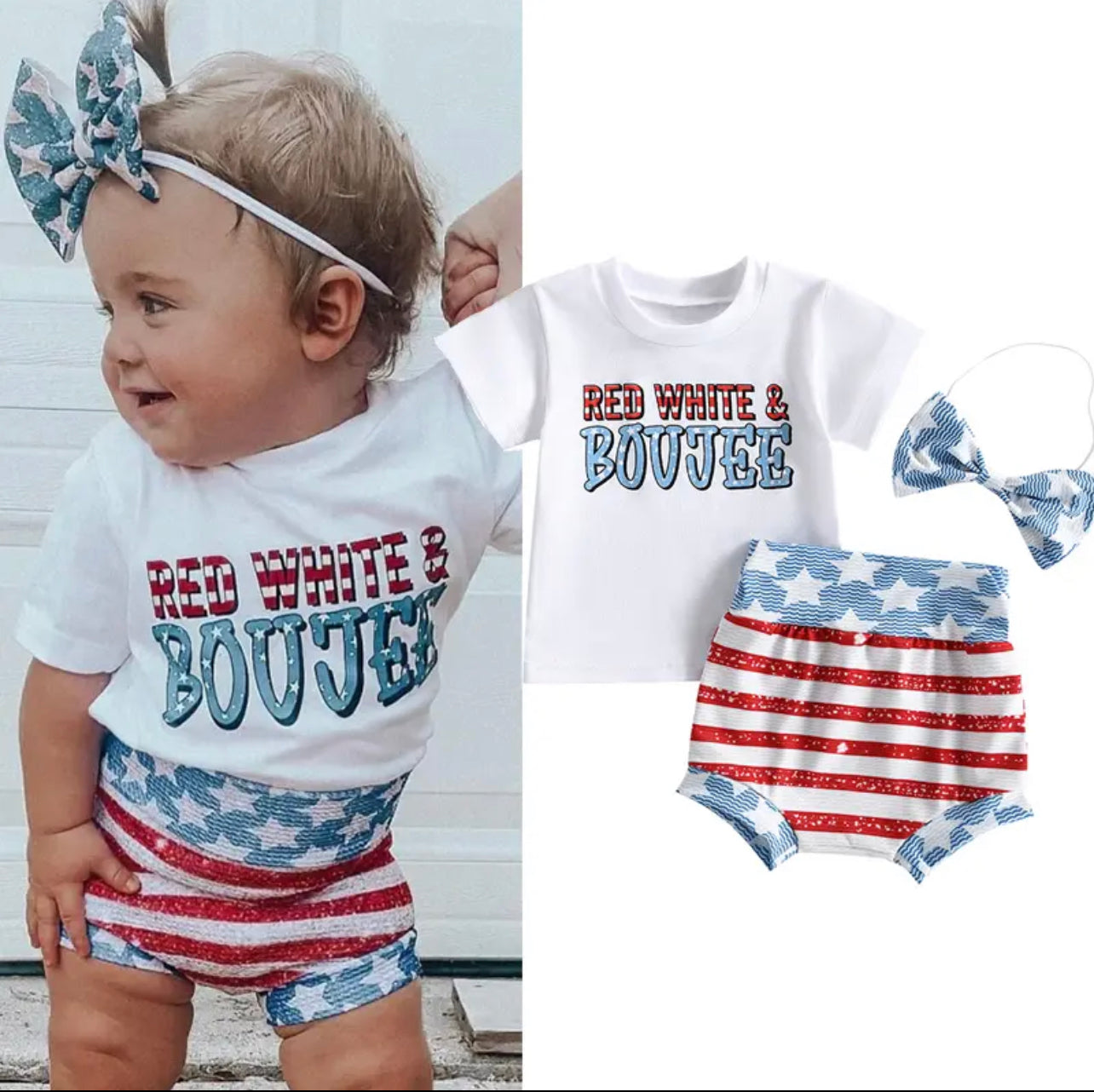 Red, White, & Boujee Romper Set