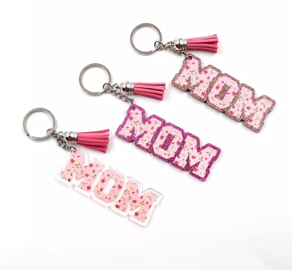 Floral Mom Tassel Keychains