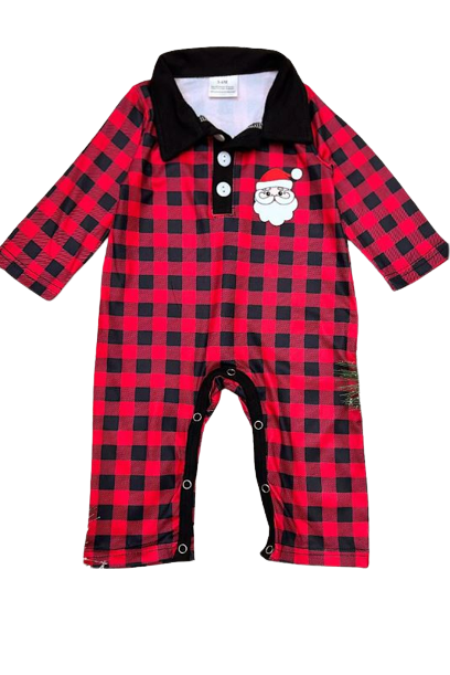 Buffalo Plaid Santa Romper