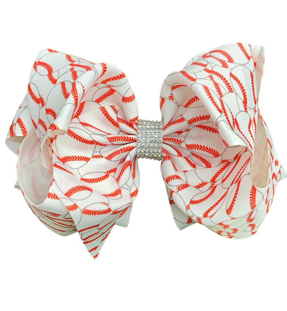 Red Baseball Hair Bow