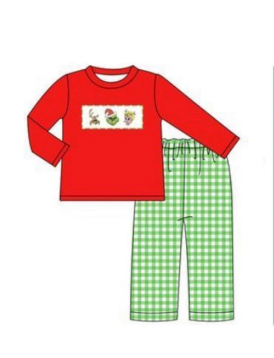 Green Plaid Grinch Pant Set