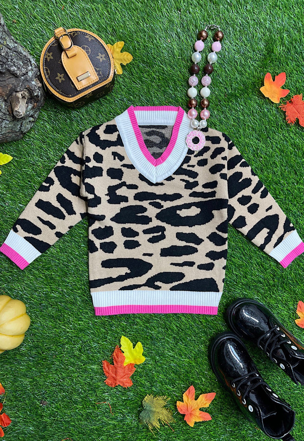 Leopard Pink Knit Sweater