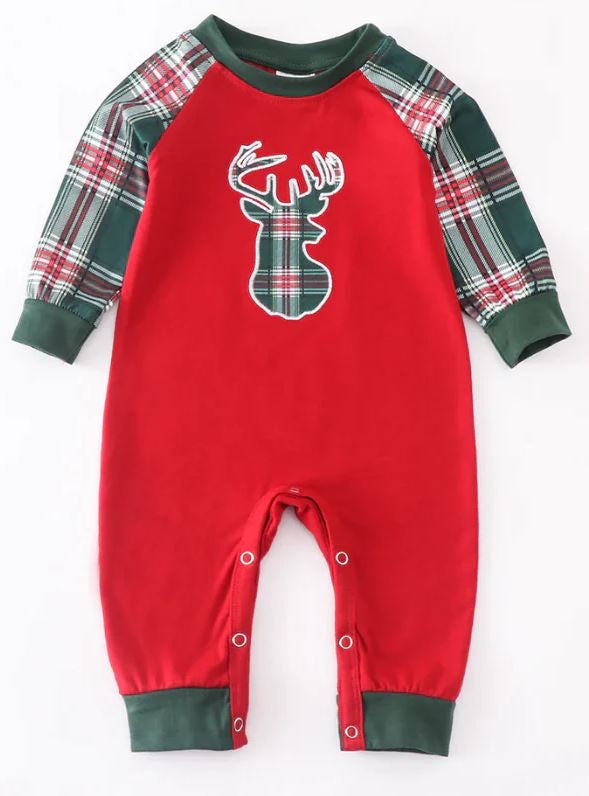 Plaid Deer Boy Romper