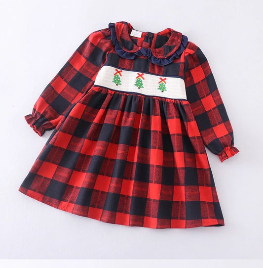 Smocked Plaid Tree Dress