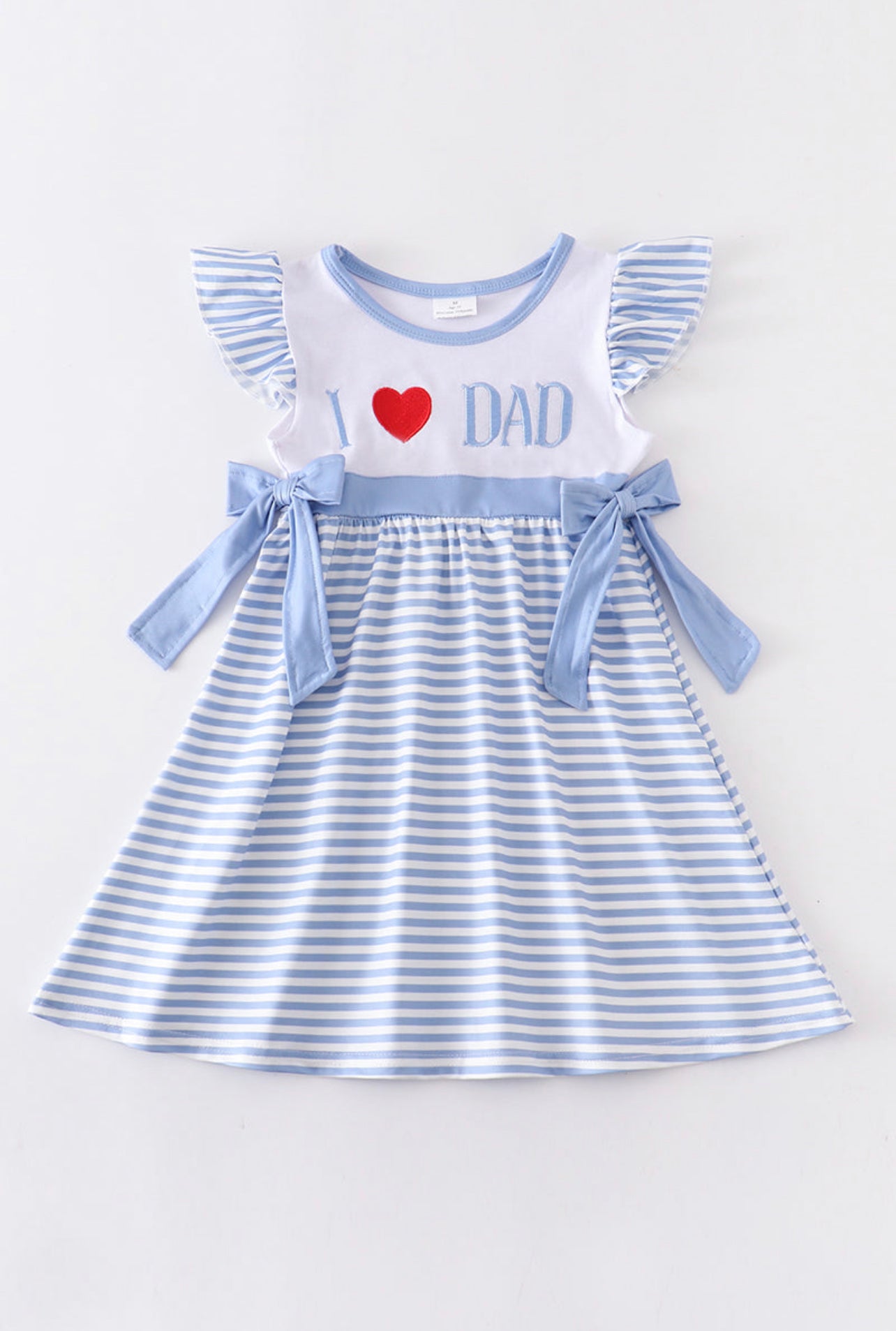 I Love Dad Blue Striped  Dress