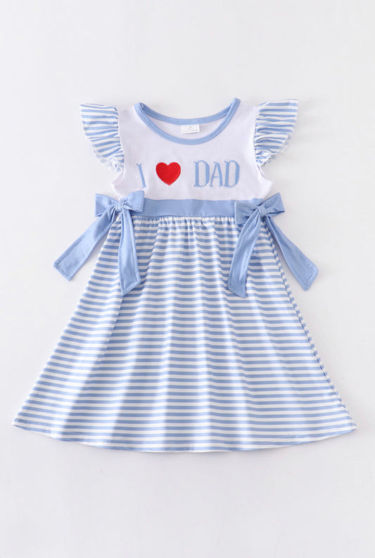 I Love Dad Blue Striped  Dress