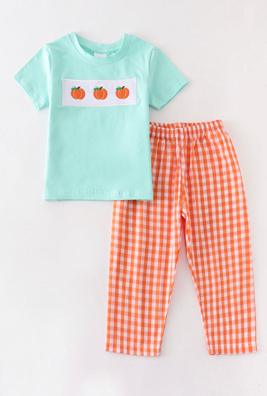 Three Orange Pumpkin Pant Set