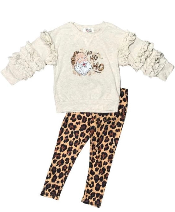 Santa HoHoHo Leopard Pant Set