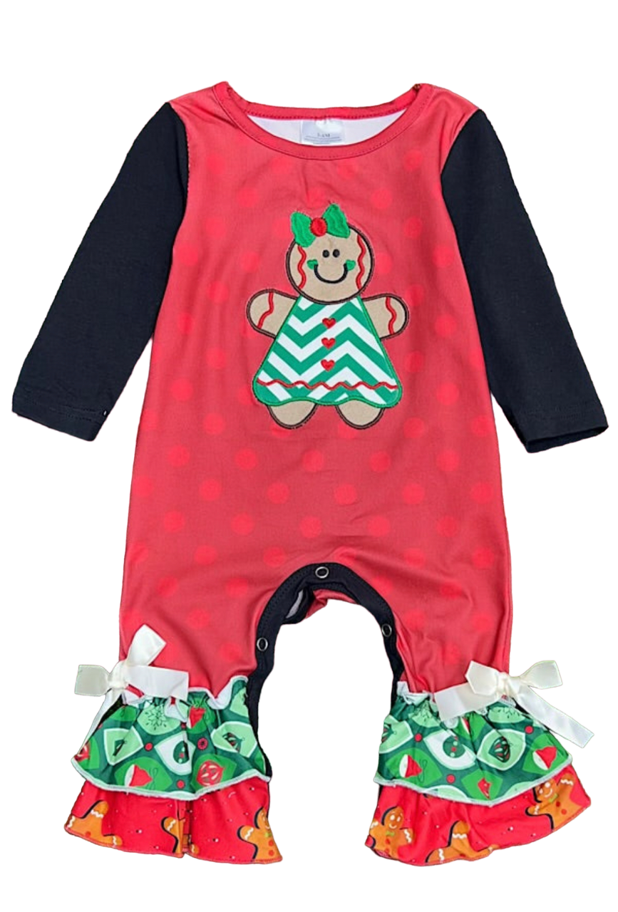 Gingerbread Cookie Red Romper