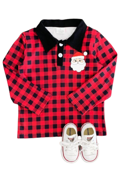 Buffalo Plaid Santa Long Sleeve