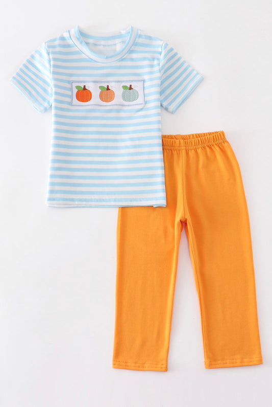 Blue Striped Pumpkin Pants Set