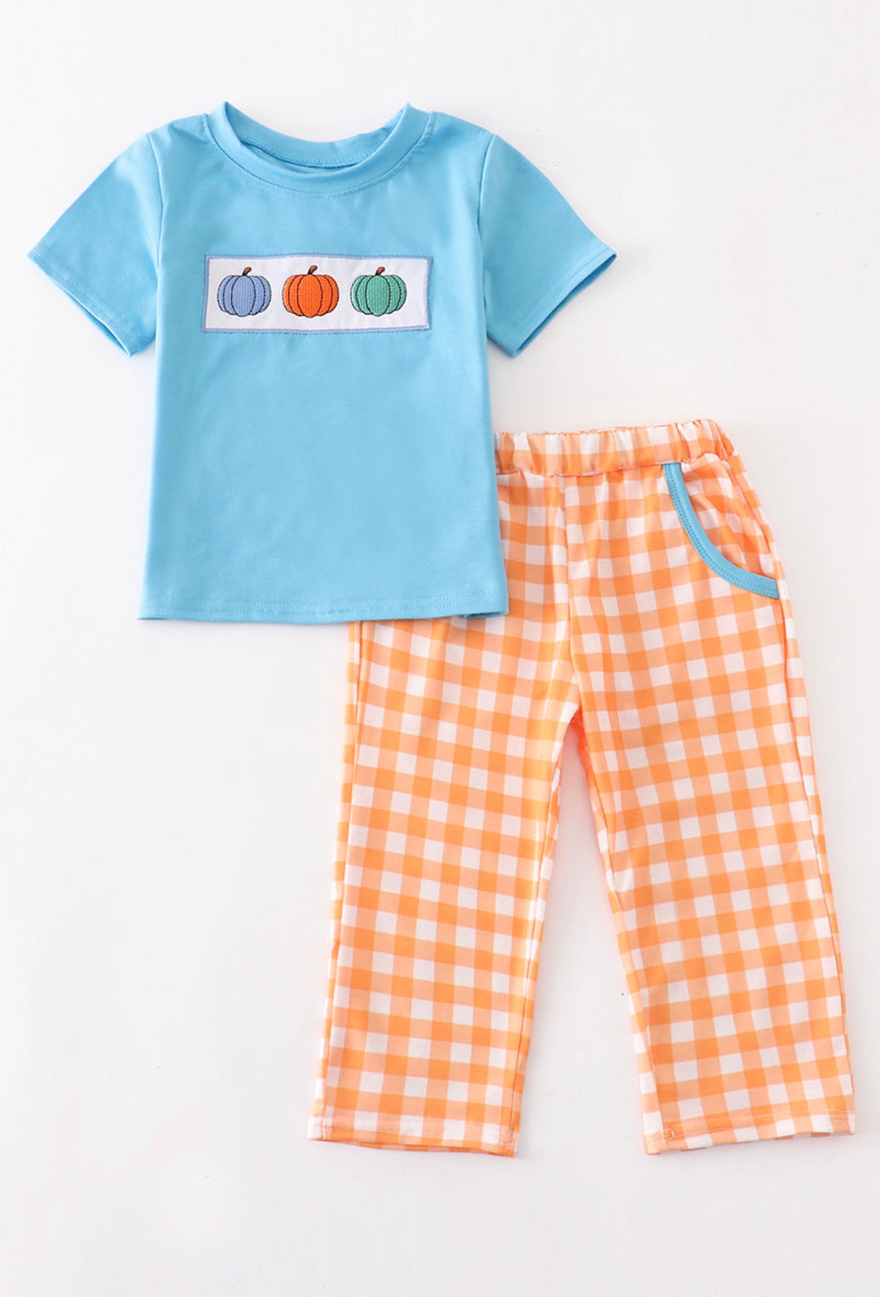 Orange Gingham Pumpkin Pants Set