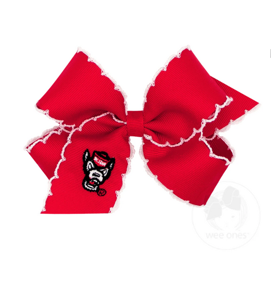 NC State Medium Moon Stitch Bow
