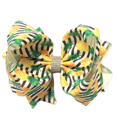 Pineapple Rhinestone Hair Bow