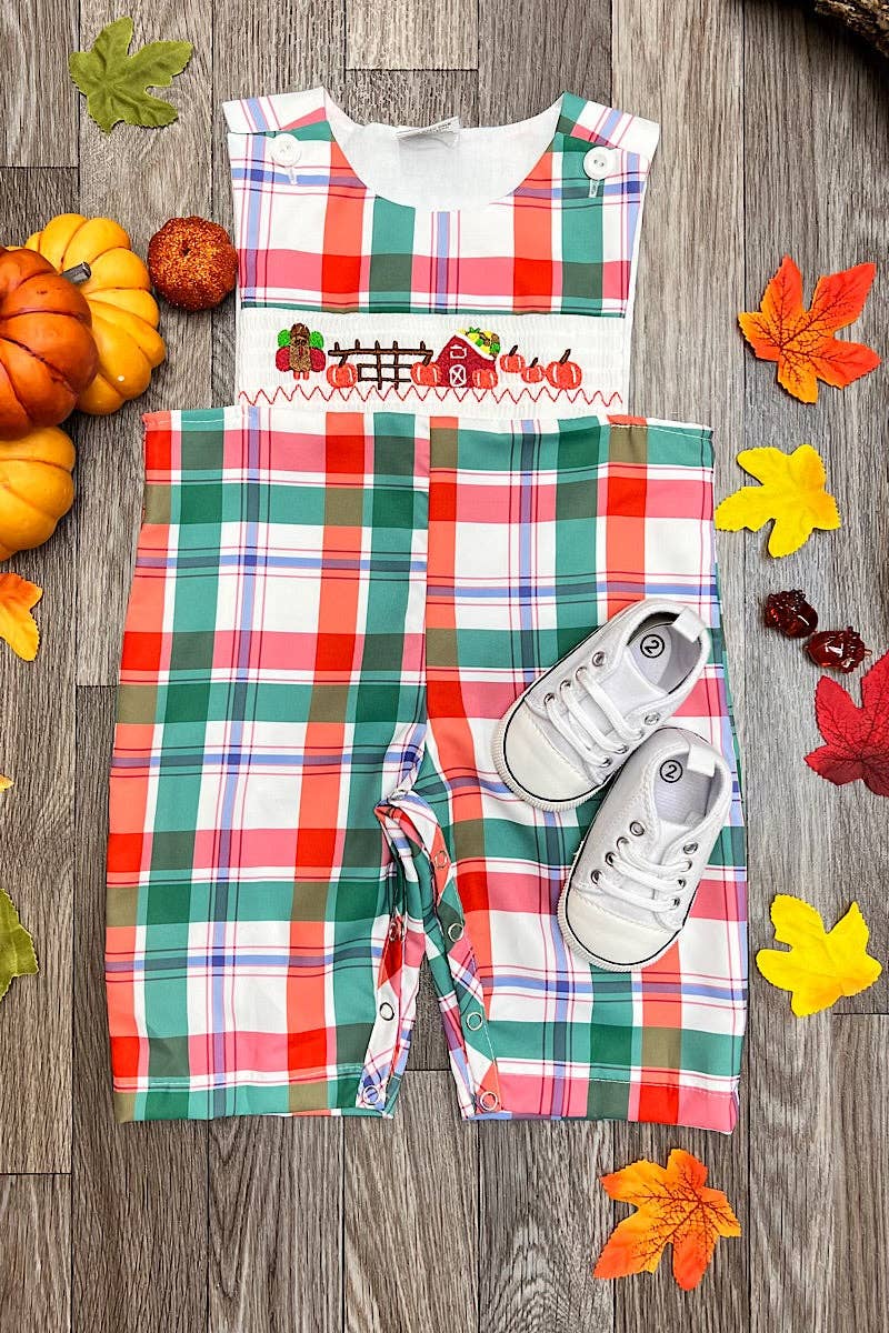 Smocked Plaid Thanksgiving JonJon