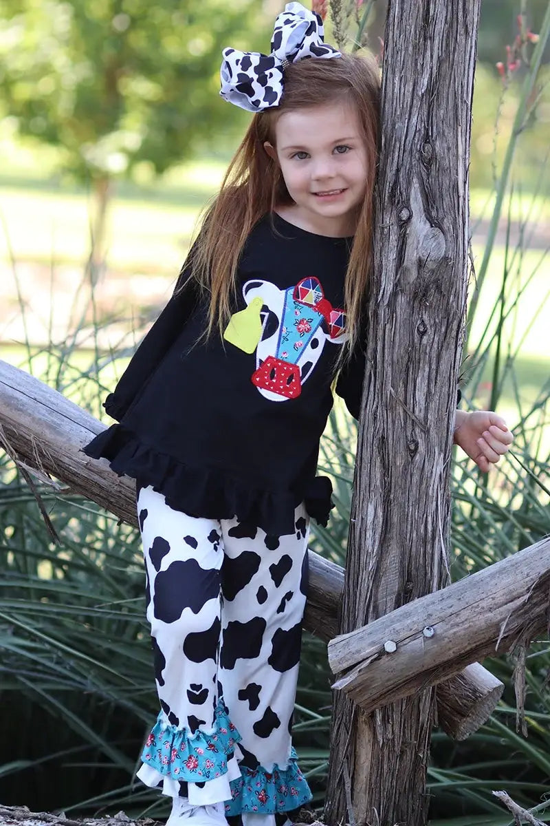 Black Ruffle Cow Set