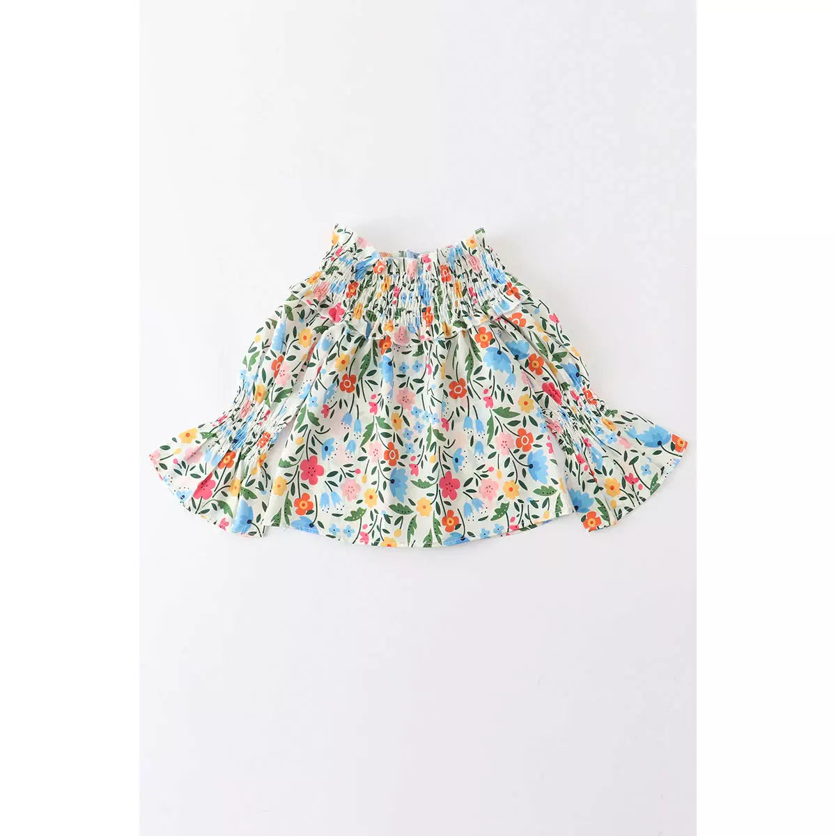 Smocked Bell Sleeve Floral Top