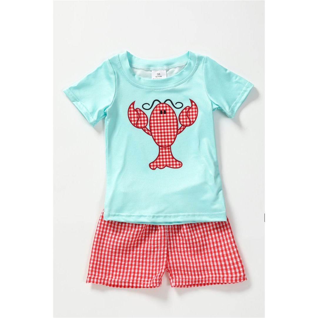 Lobster Gingham Shorts Set