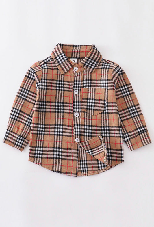 Beige Plaid Button Down