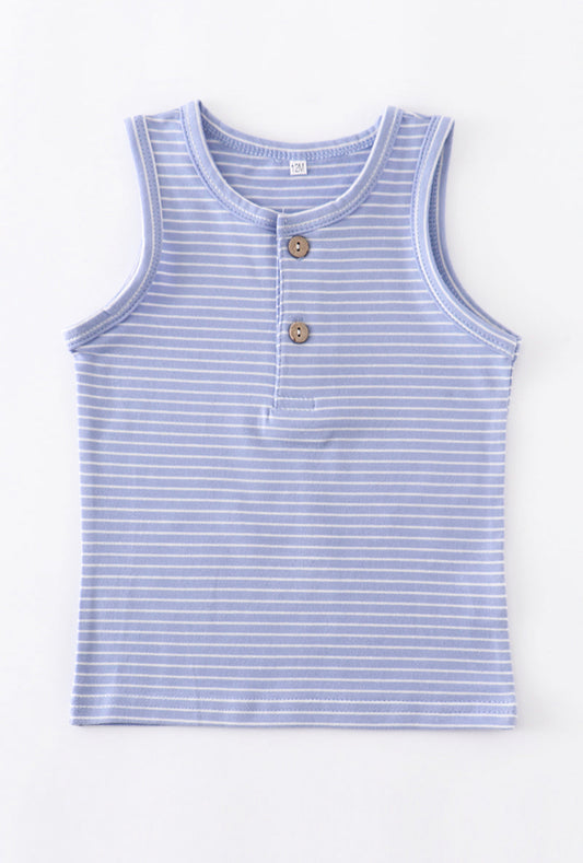 Blue Stripe Button Tank