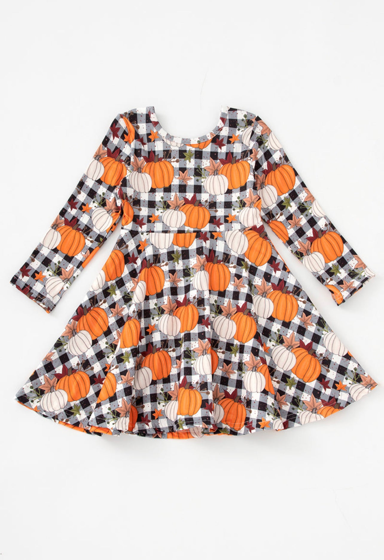 Pumpkin Plaid Twirl Dress