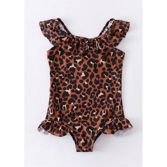 Leopard Ruffle Swim Suit