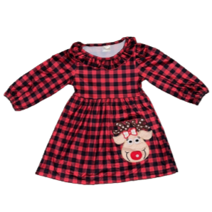 Buffalo Plaid Reindeer Dress