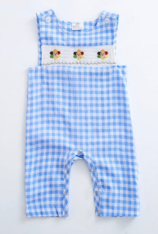 Blue Gingham Smocked Turkey JonJon