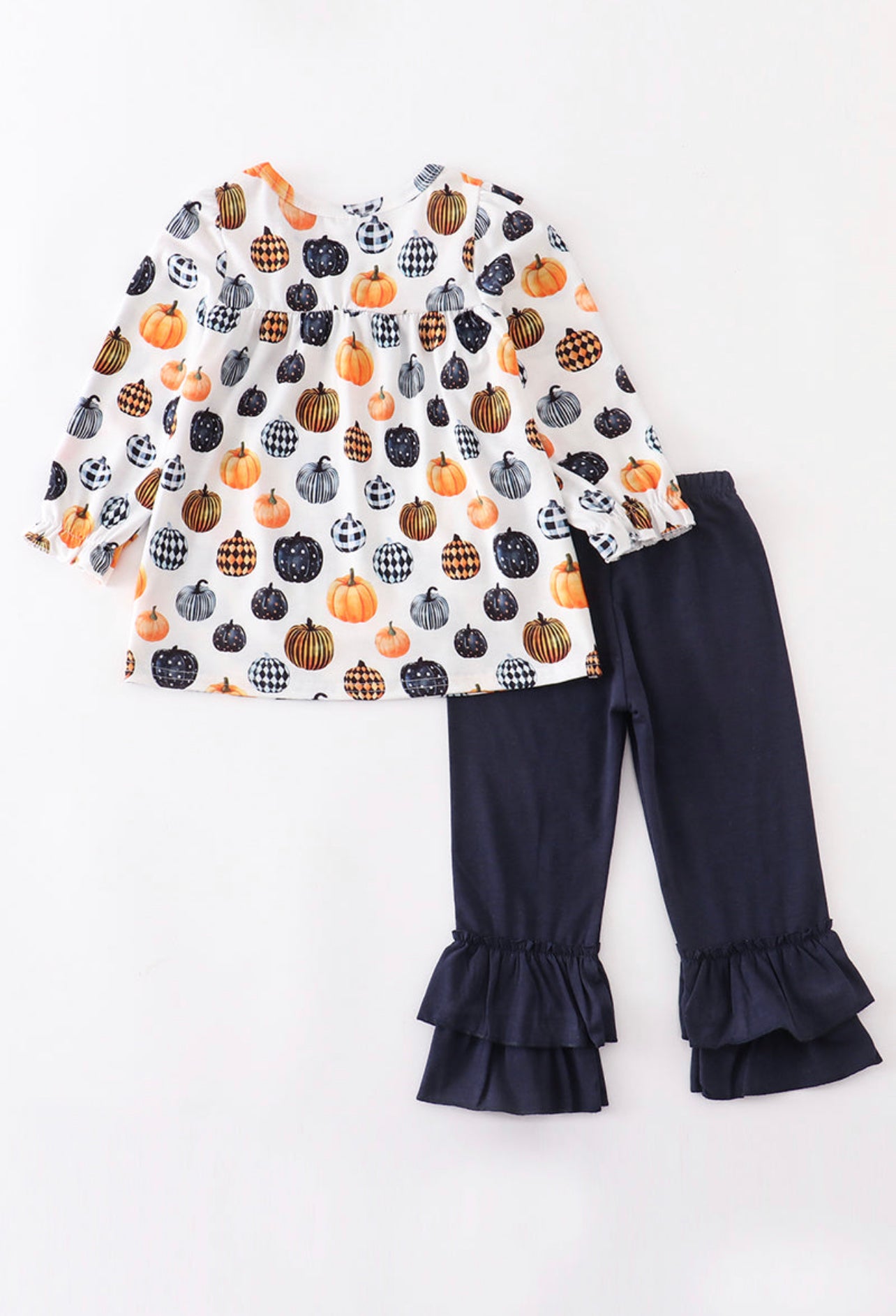 Multicolor Pumpkin Ruffle Set