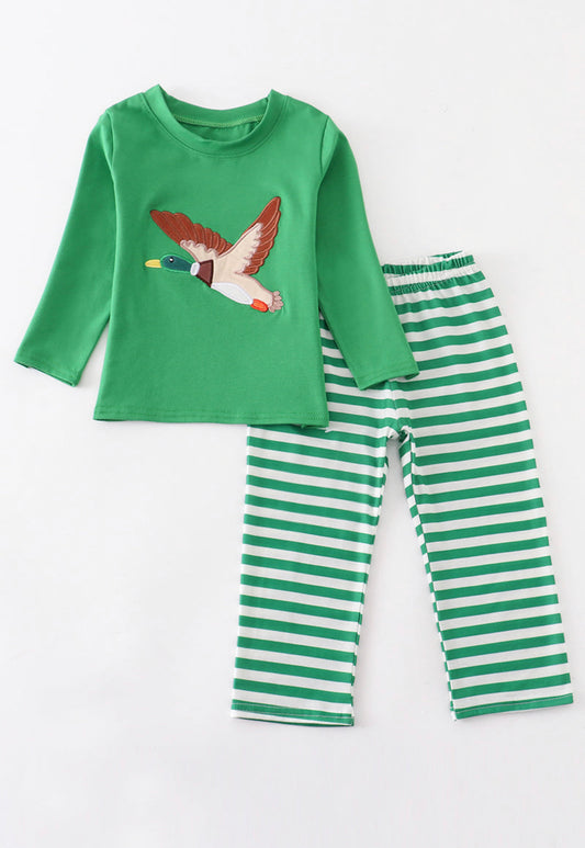 Green Duck Boy Striped Set