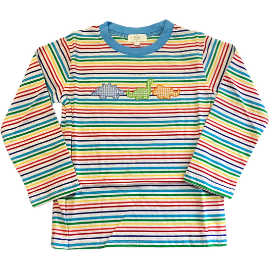 Rainbow Stripe Dinosaur Long Sleeve Shirt