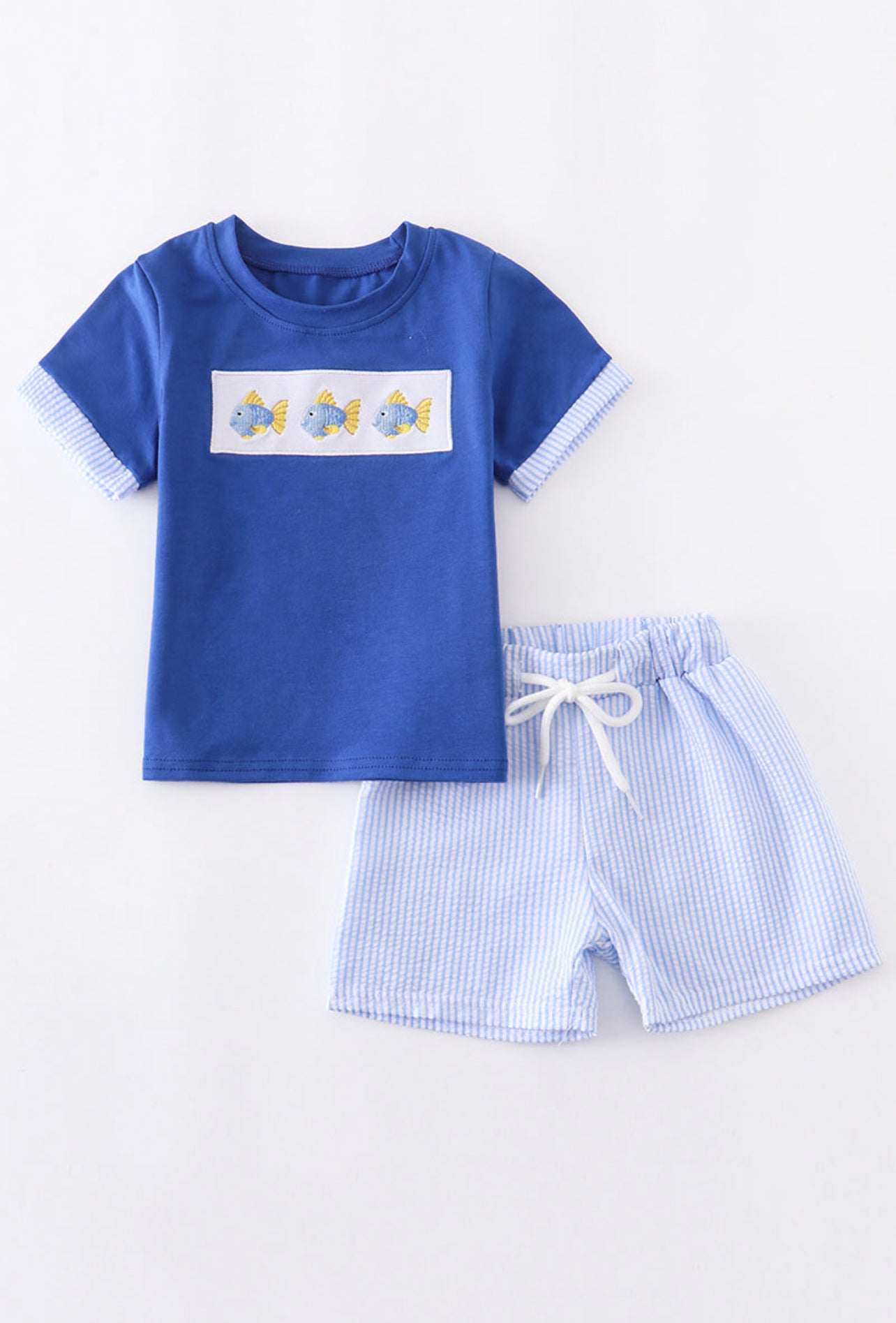 Blue Fish Embroidered Set