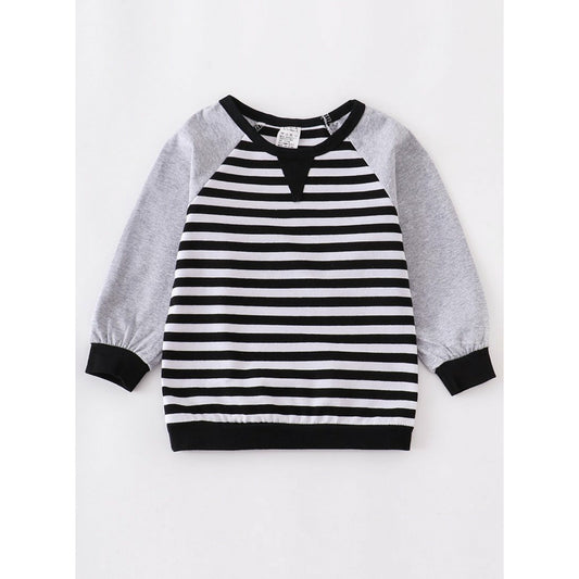 Black Grey Stripe Boy Shirt