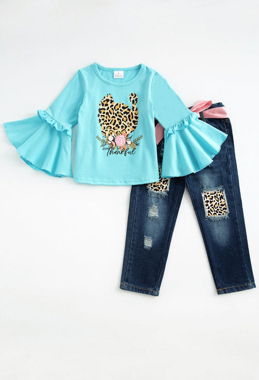 Blue Turkey Leopard Bell Set