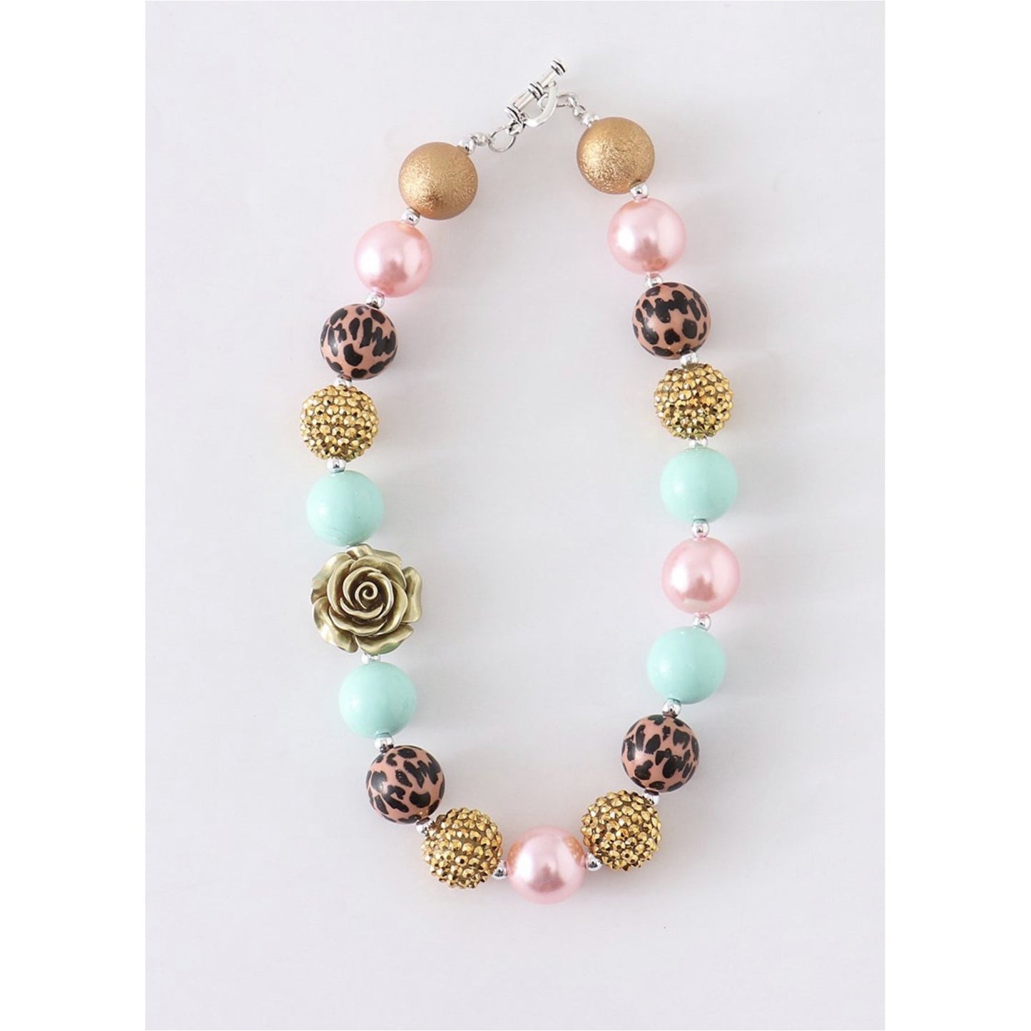 Flower Gold/Mint Bubble Necklace