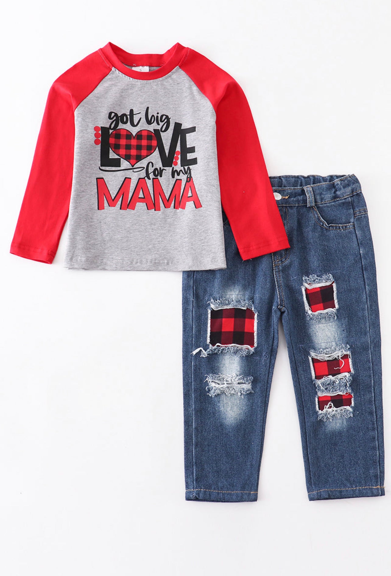 Grey Love Mama Denim Set