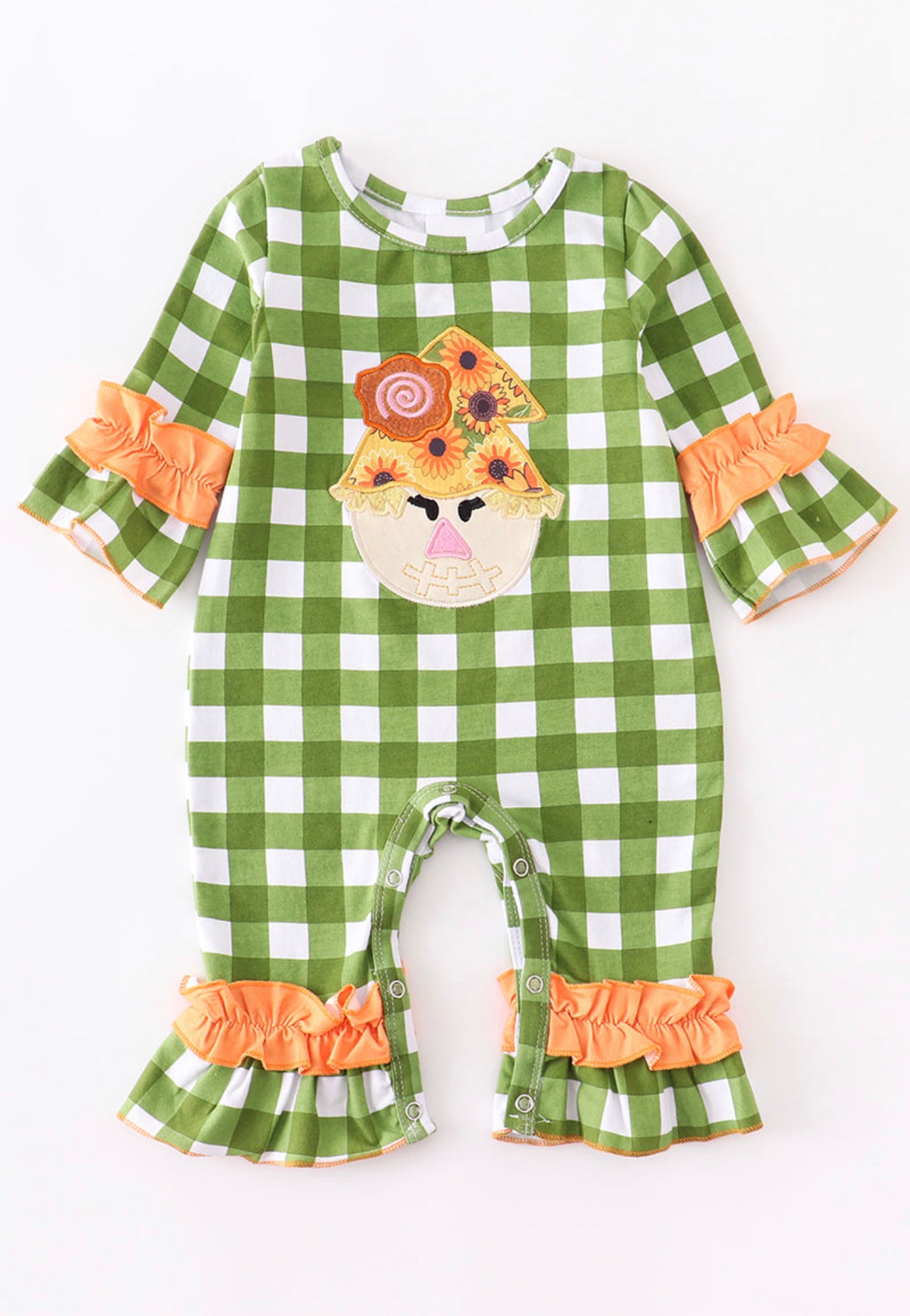 Gingham Scarecrow Ruffle Romper