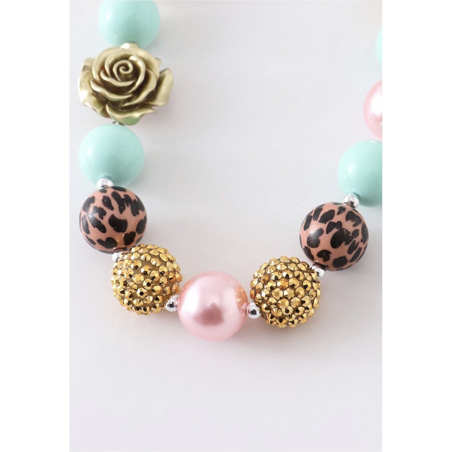 Flower Gold/Mint Bubble Necklace