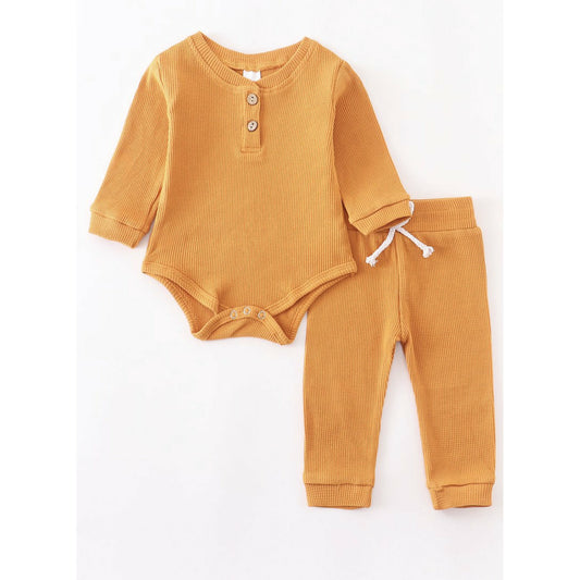 Mustard Ribbed Romper Set