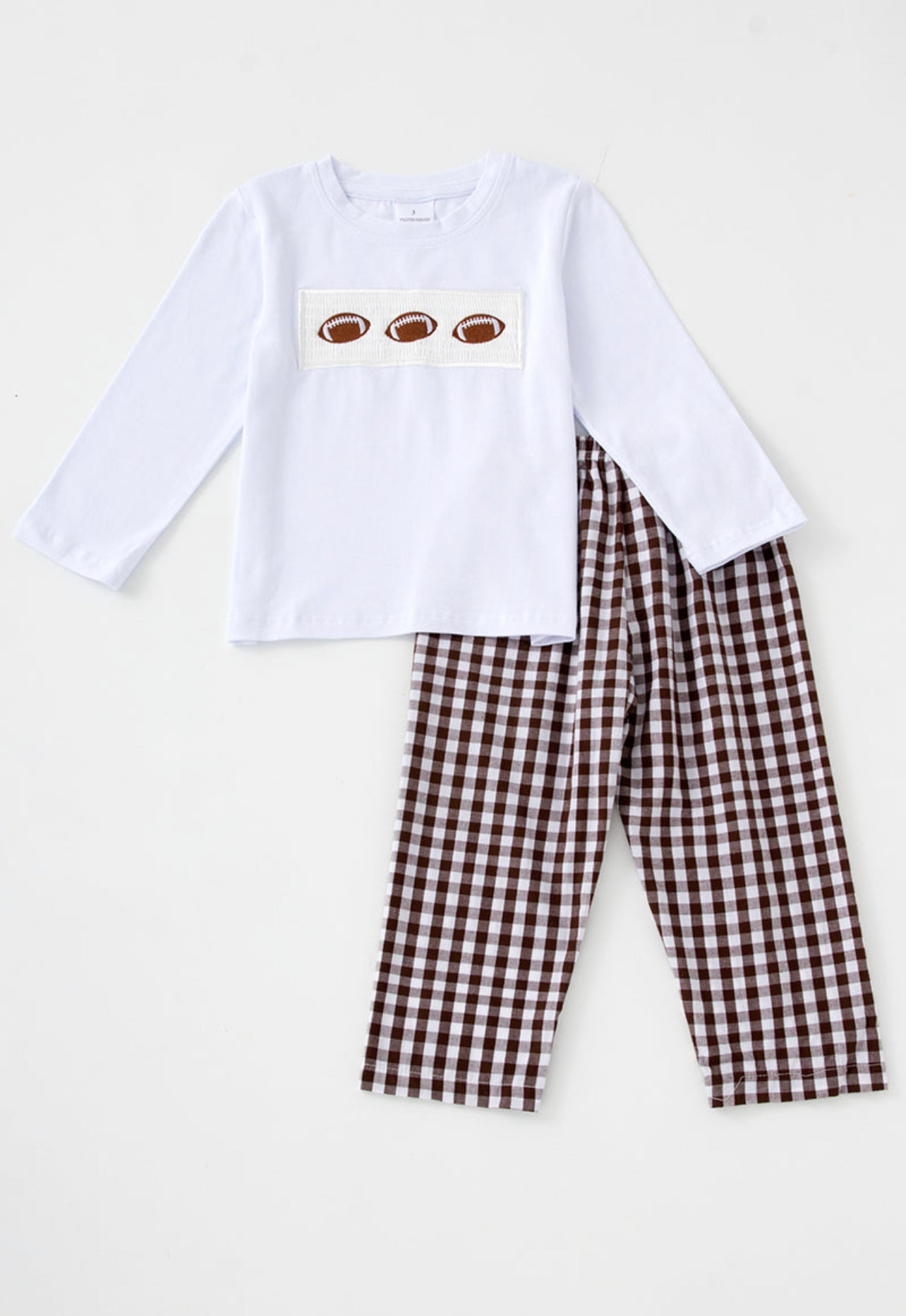 Smocked Football Plaid Set