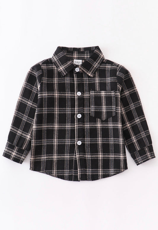 Black Plaid Button Down