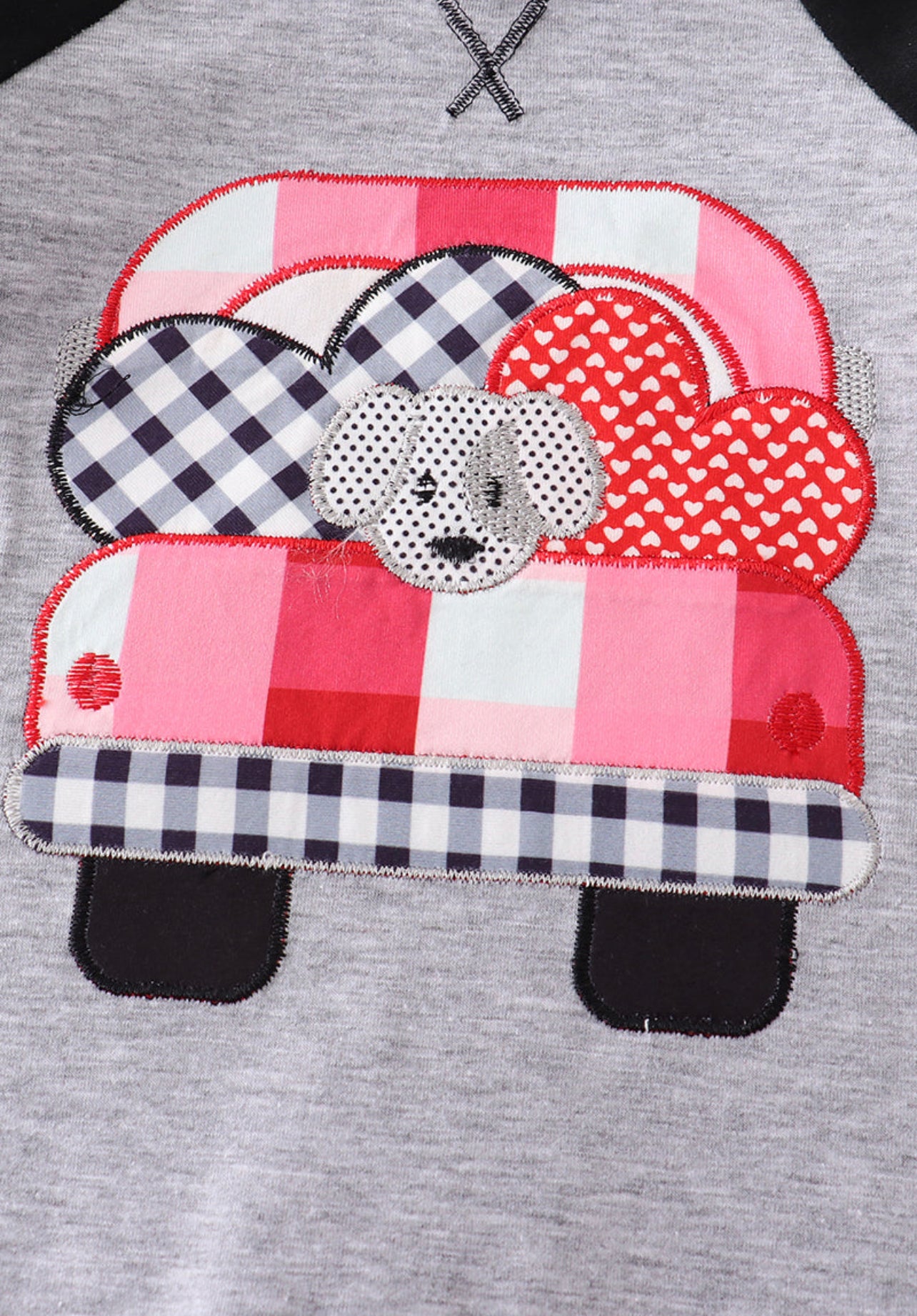 Grey Car Heart Applique Romper