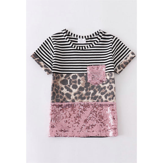 Leopard/Pink Bling Pocket Shirt