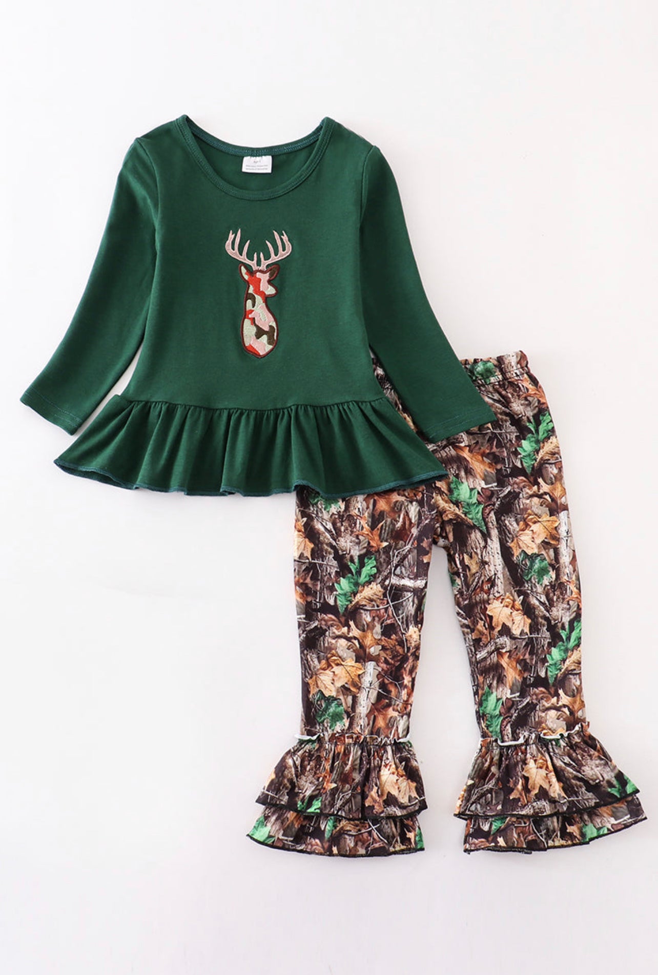 Camouflage Deer Ruffle Girl Set