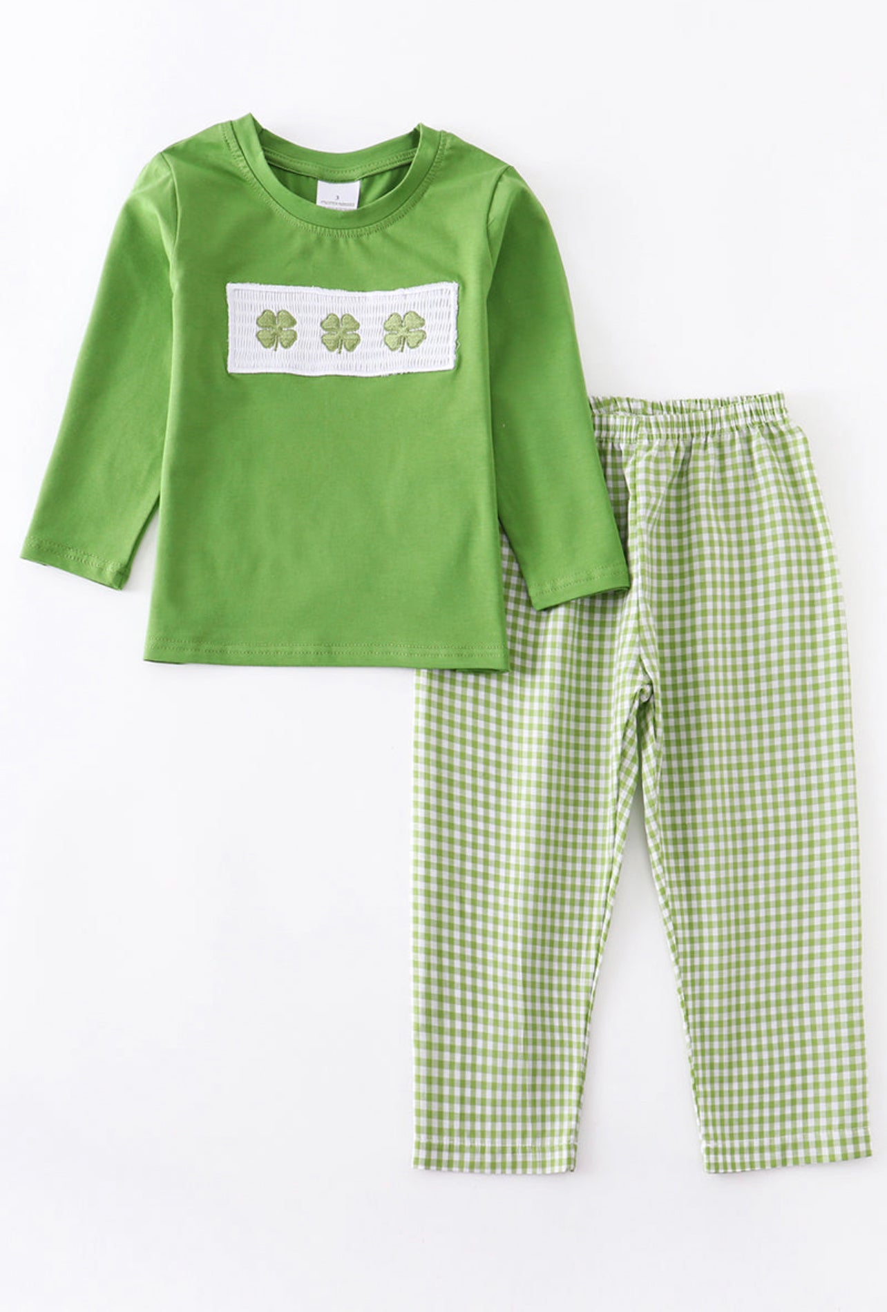 Green Clover Smocked Pants Set