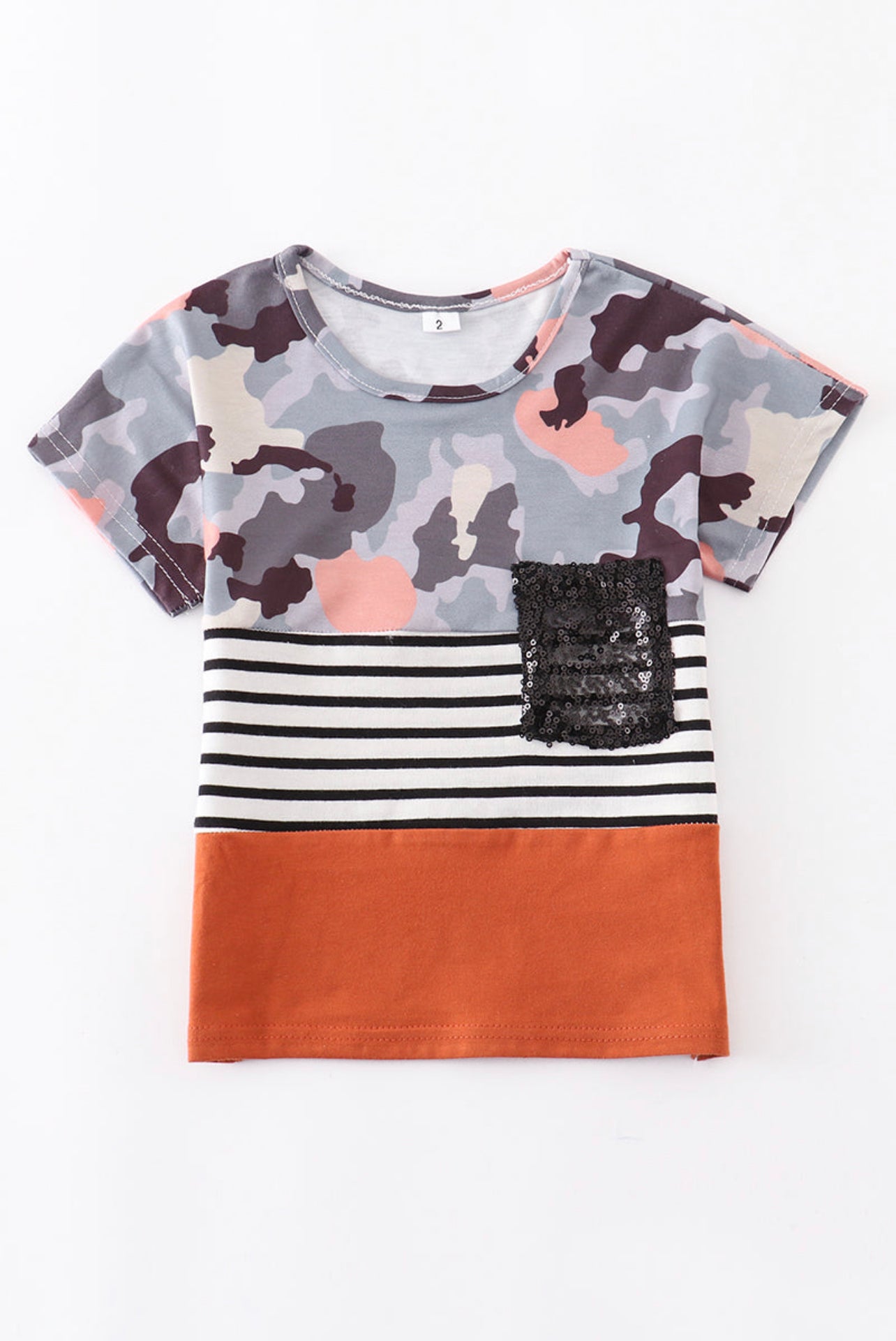 Camouflage Sequin Pocket Tee