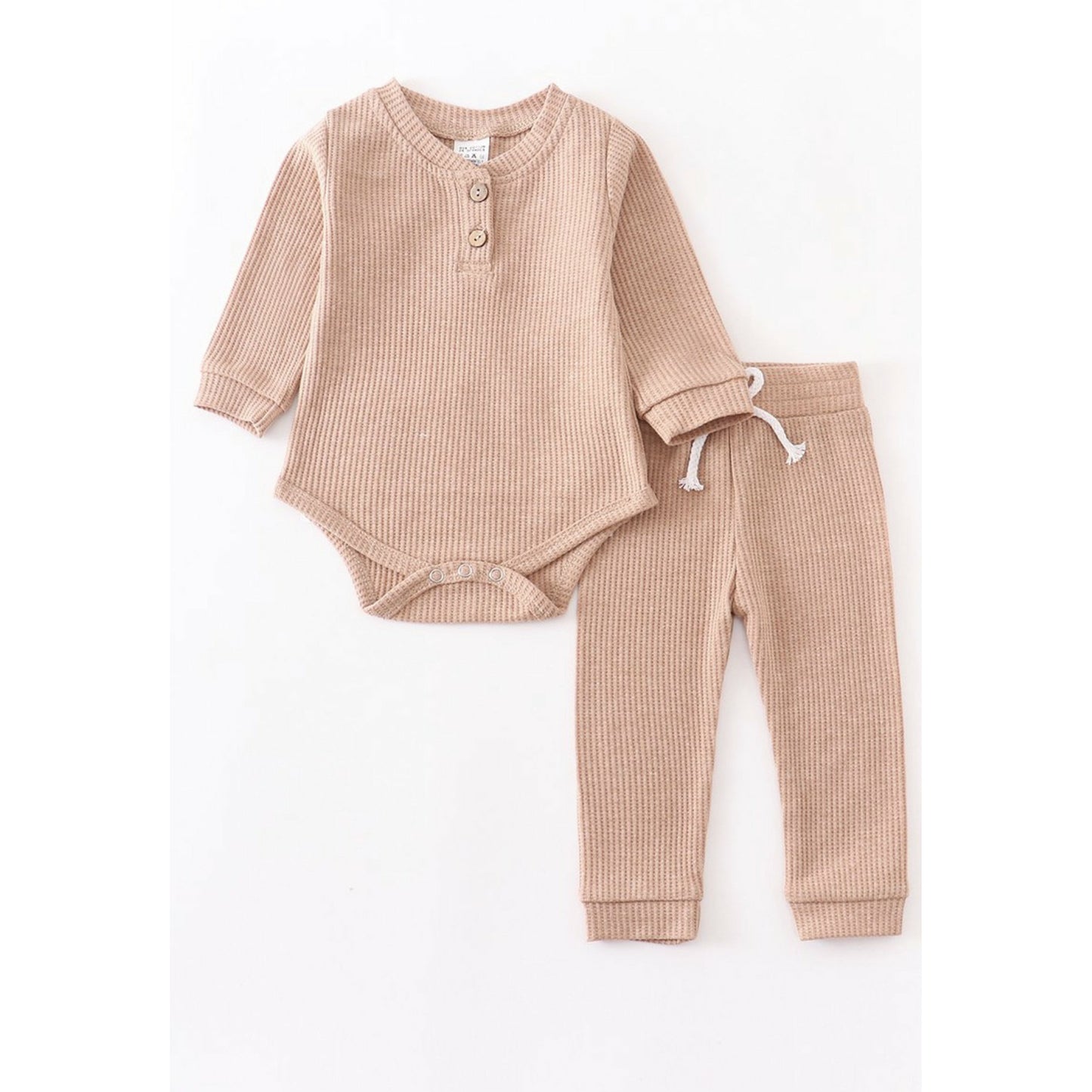 Khaki Ribbed Romper Set