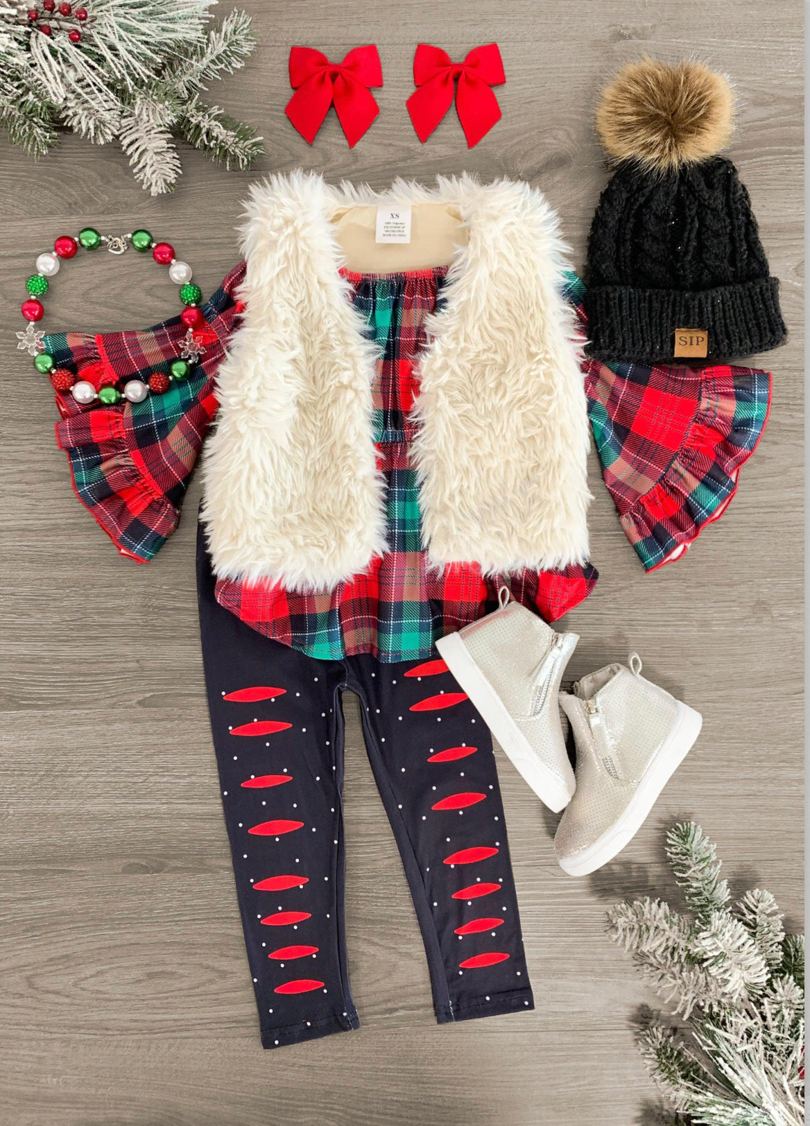 Christmas Bell Plaid Set